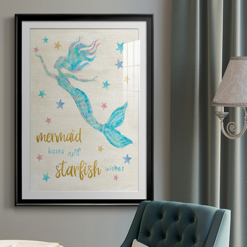 Mermaid Kisses - Peinture encadrée, Noir, H 30,5 po x l 42,5 po x P 1,5 po