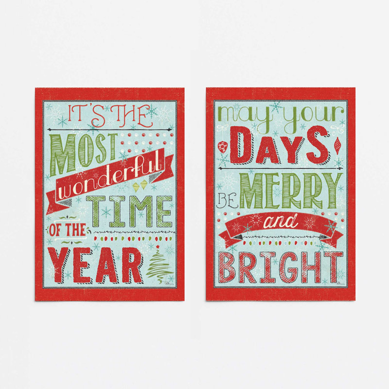 Frosted Merry Wishes, ensemble de 2 reproductions d'art, 20 po x 16 po, Sans cadre