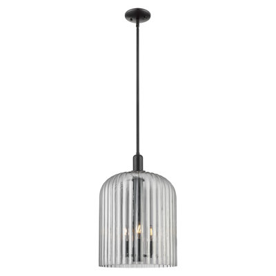 Downtown Urban - Bridal Veil - 3 Light 12" Stem Hung Mini Pendant -  Shade