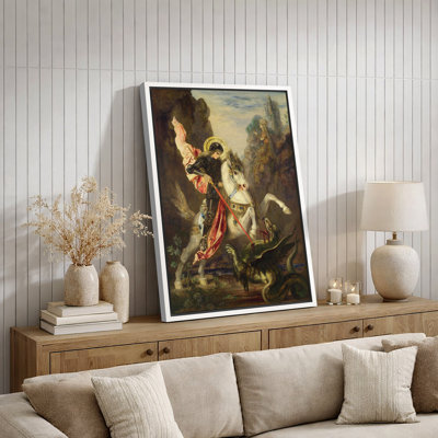 Art médiéval Saint-George et dragon, photos de salon traditionnel, impression sur toile encadrée