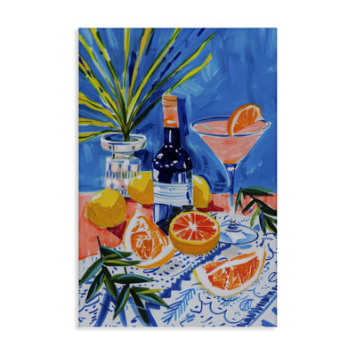  Art mural sur toile de bouteille de vin et d'agrumes par LSR Design Studio