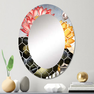 Fleurs rétro II - miroir mural traditionnel