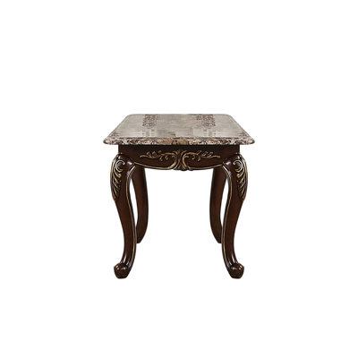 Traditional Coffee Table, Cherry Wood & Marble, For Primary Living Space, Instant Placement End Table With Spacious Layout, Room, No Assembly Required