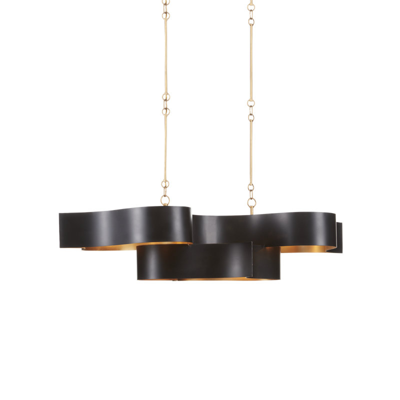 Grand Lotus 6 - Light Chandelier, Satin Black