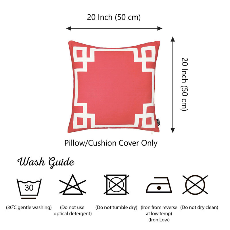 Red and White Geometric Polyester Throw Pillow Set