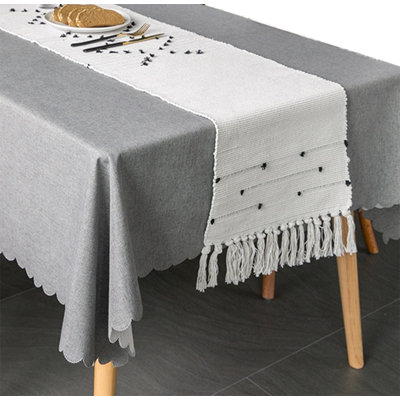 Boho Chic Hand Stitched 14 X 103 Inch Cotton Blend Table Runner With Fringe
