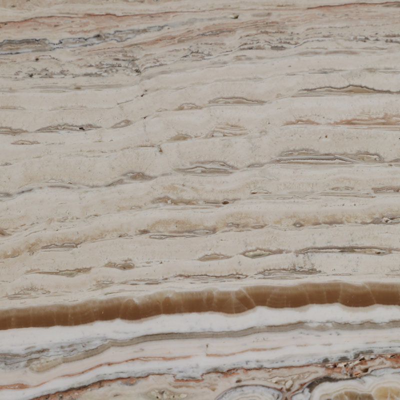 24"Catalina Travertine&Fluted Wood Accent Table/Kd