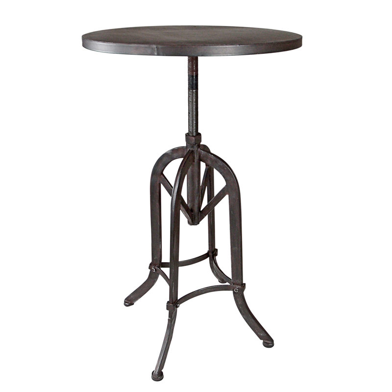 Industrial Black Metal Adjustable Height Side Table