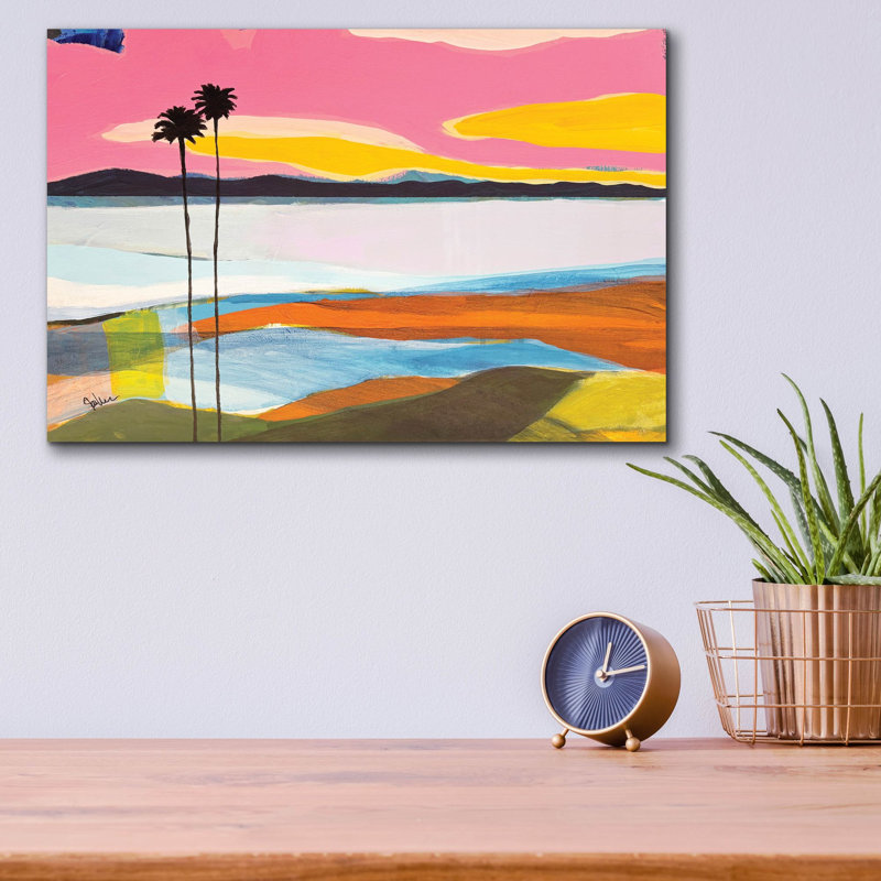  «Where The Palms Sway 2» par Jan Weiss, art mural en verre acrylique, 16 po x 12 po