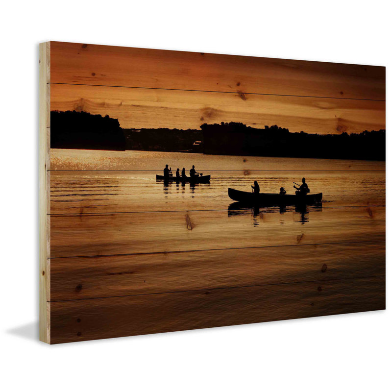 «Juneau Canoeing» par Parvez Taj - photographie sur bois, H 12 po x l 18 po x 1,5 po
