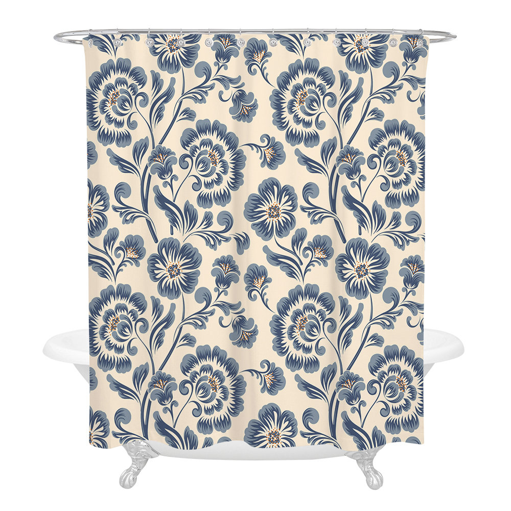 Hua Floral Shower Curtain Winston Porter 