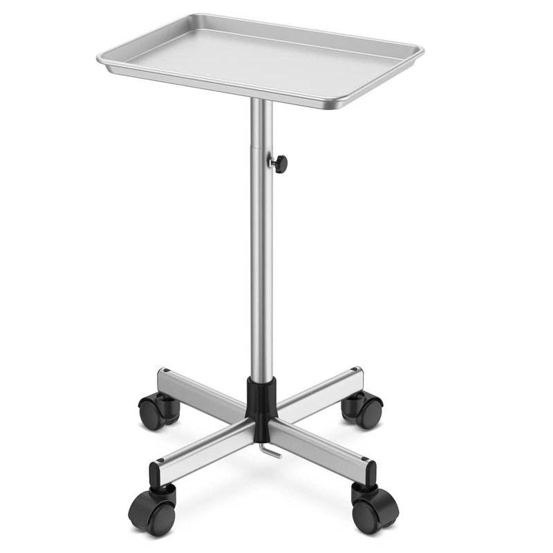 Utility Cart with Wheels Adjustable Height Storage Cart with Tray Rolling craft cart, Silver