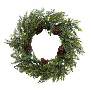 Artificial Pine Wreath With Pinecones And Frosted Berries