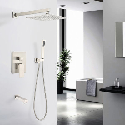 10" Shower Head In Brushed Nickel Decoration - Rain Shower, Handheld Air Technology, Long-lasting Durability Wall Mounted With Head, Self Feature, Corrosion Resistance