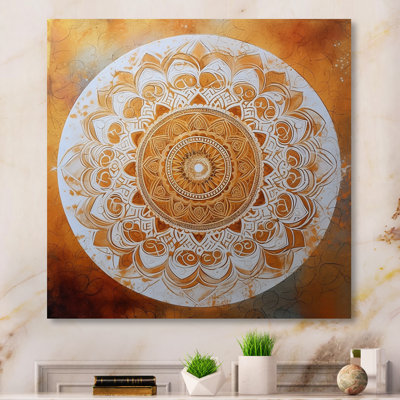 Mandala blanc et or IV sur toile