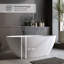 Baignoire 66,6 po à surface solide matte, baignoire à tremper à surface solide, baignoire autoportante en résine de pierre, baignoires autoportantes à rebord épais avec trop-plein, bonde escamotable, blanc mat (ovale)