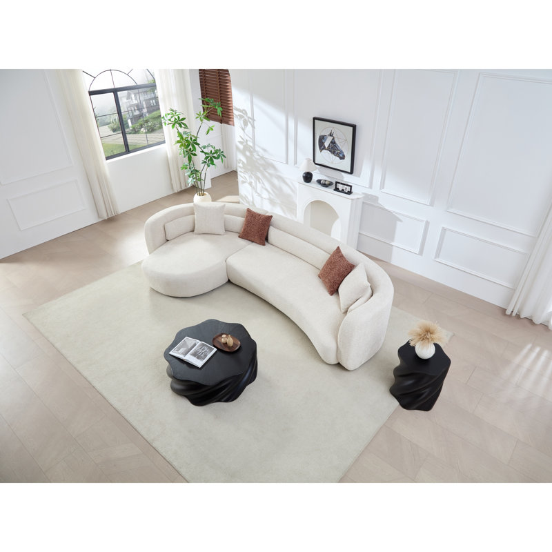 Canapé modulaire moderne surdimensionné avec structure en bois massif et canapé beige clair