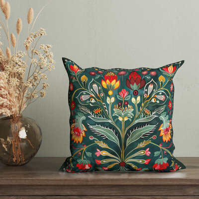 Hazel Folk Maximalist Throw Pillow Cover
