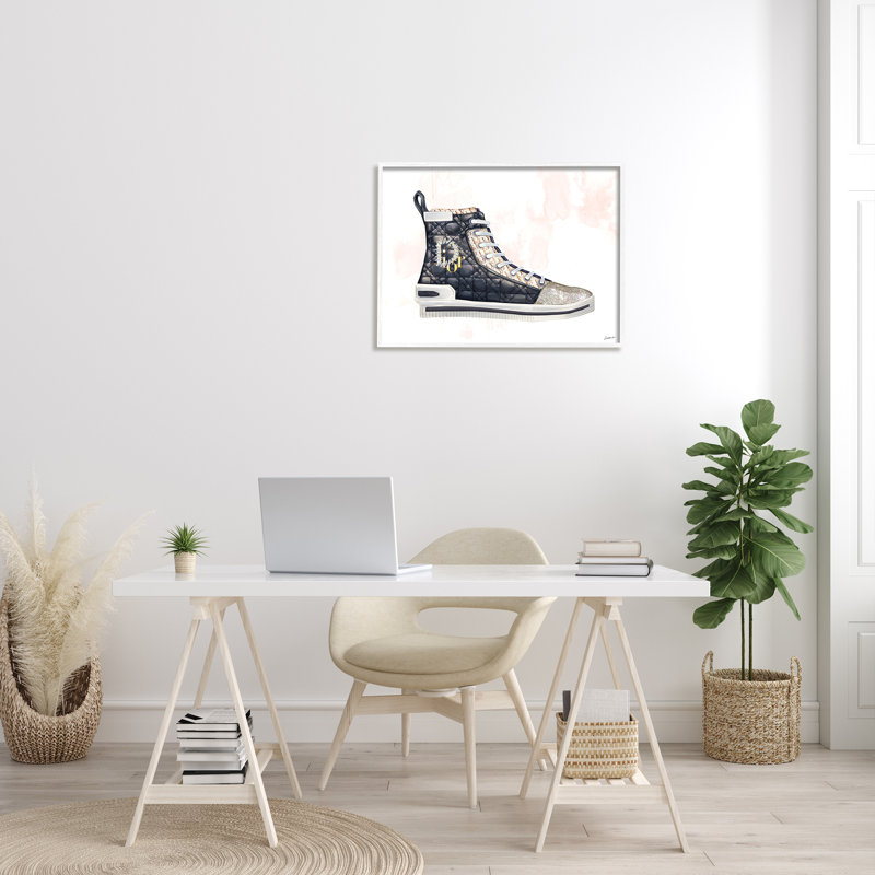 Espadrilles matelassées High Top Fashion, Giclée encadrée blanc bord de mer, H 24 po x l 30 po