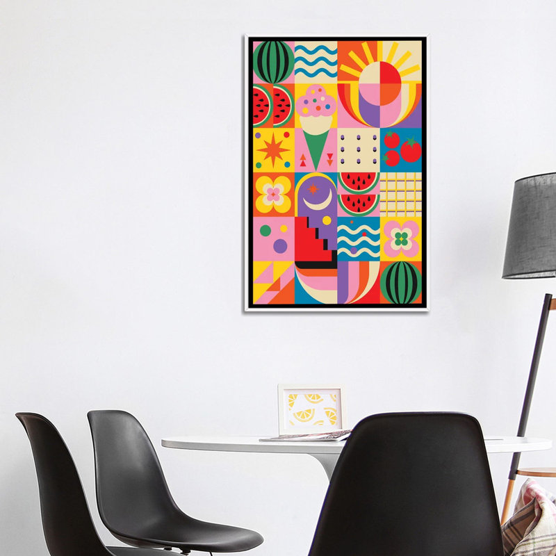 «Summer Time», reproduction d'art sur toile encadrée, H 40 po x l 26 po, Toile à cadre flottant sans passe-partout, Blanc