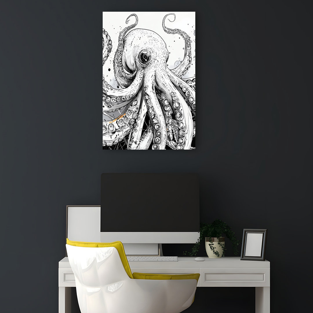 Striking Octopus Illustration Octopus Ocean Wildlife Wall Art Print