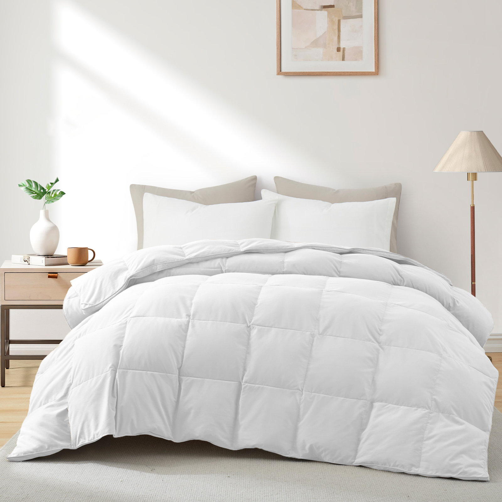 600 Fill Power All Season Down Comforter/Duvet Insert, California King Down Comforter, White