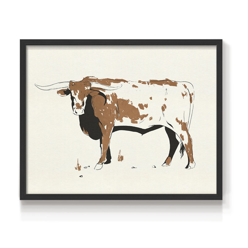 Terre Cotta Steer IV - Reproduction encadrée - Restickable, H 11 po x l 14 po