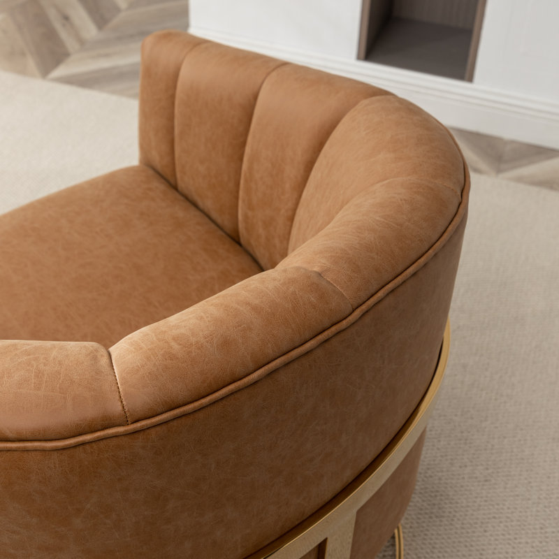 Fauteuil demi-tonneau rembourré l 30 po Romy, Polyester brun