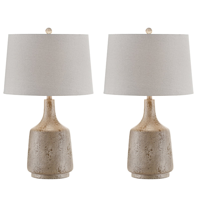 27.5" Cement Table Lamp With Tan Shade