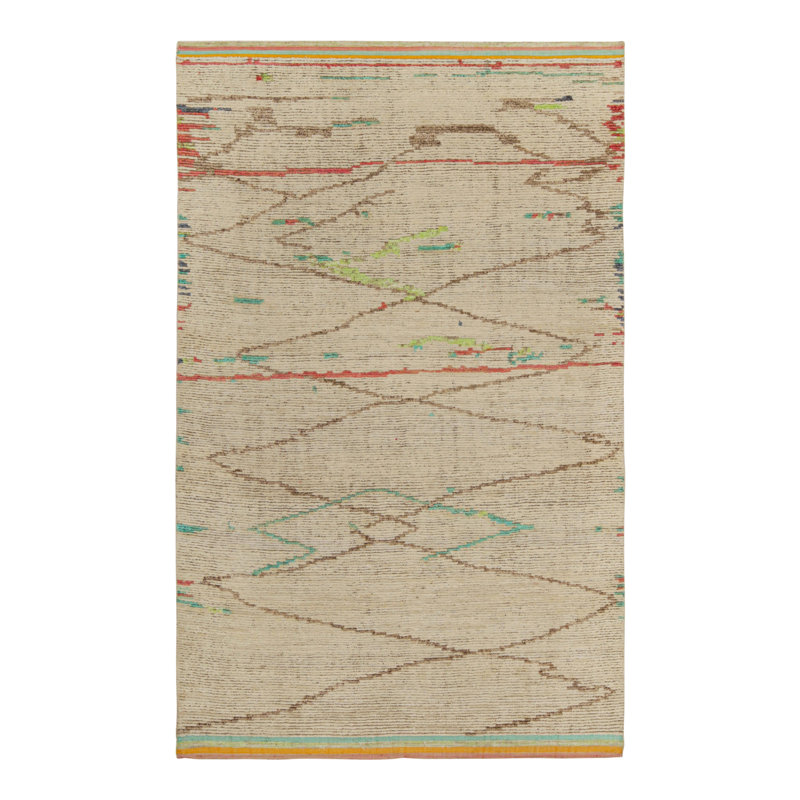 Moroccan Hand Knotted Area Rug, Rectangle 5' x 8'