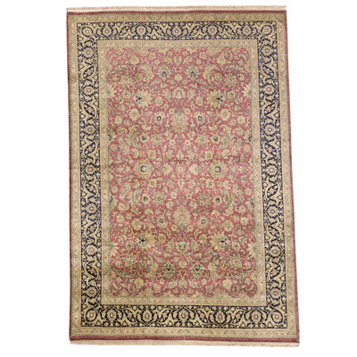 Tapis rouge et noir noué à la main de haute qualité