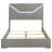 Grey High Gloss Panel Bed LED Headboard