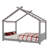 Full House Floor Bed with Slats, Solid Wood Montessori Bed Frame for Kids, No Box Spring Needed, Gray-390074184-390074202