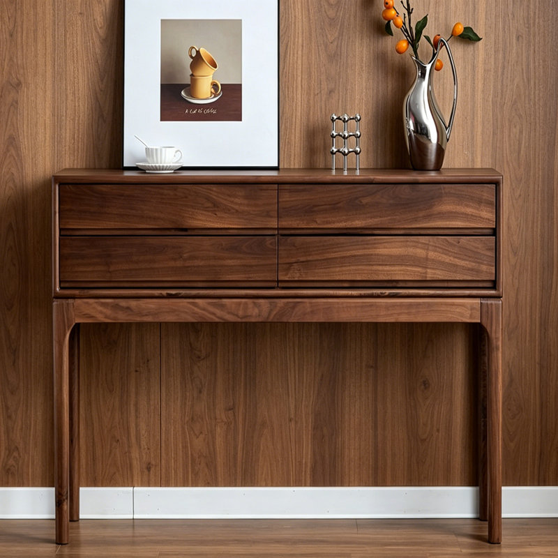 Table d'entrée simple en noyer noir, 35.43" H x 39.37" W x 14.17" D