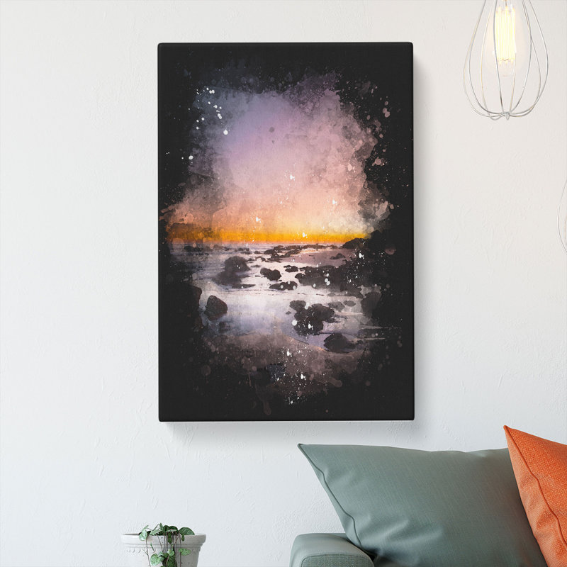 Moon Above the Beach - Wrapped Canvas, 91cm H x 60cm W x 3cm D