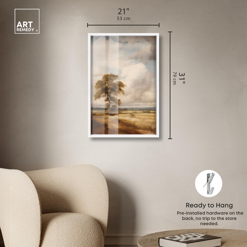 «Golden Field Dream Shadowbox», art côtier classique par Art Remedy, H 31 po x l 21 po, Blanc