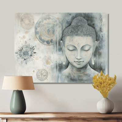 Bouddha gris chuchotant le chemin du bouddhisme I - spirituel, impression sur métal
