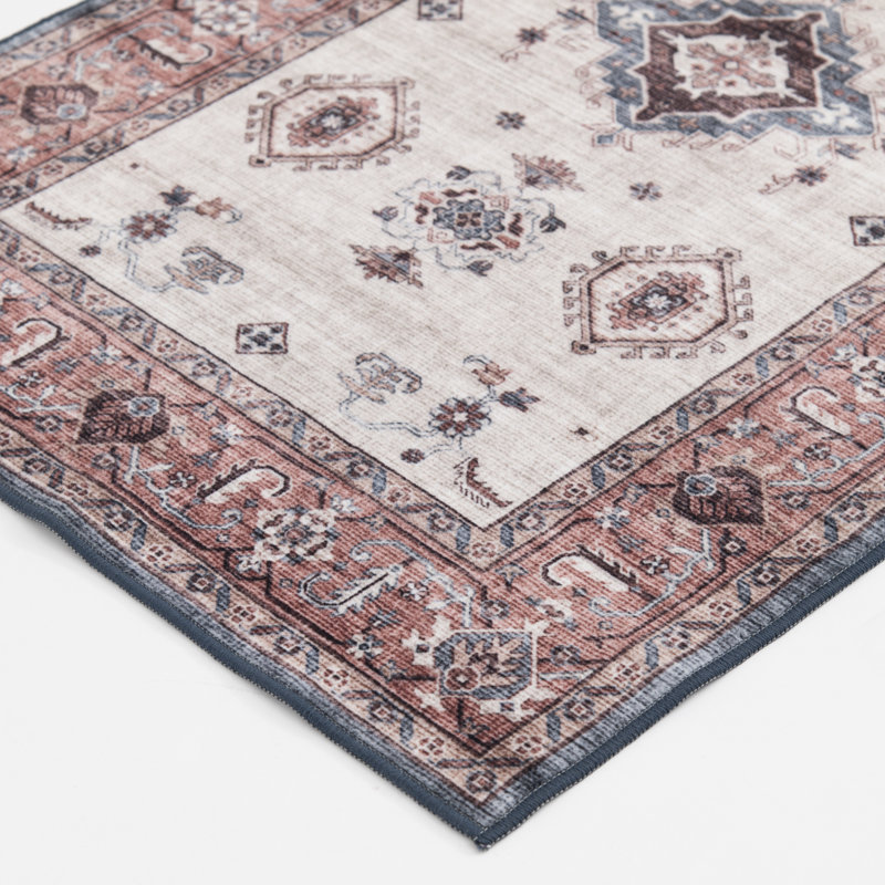 Bungalow Rose Perera Raquel Red/Beige 2 ft. 3 in. x 6 ft. Oriental Indoor Polyester Area Rug