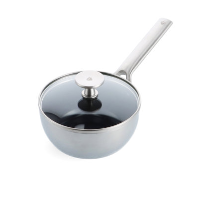 Blue Diamond Cookware Tri-Ply Stainless Steel Ceramic Nonstick, 2.5QT Chef Saute Pan With Lid, PFAS-Free, Multi Clad, Induction, Dishwasher Safe, Oven Safe, Silver