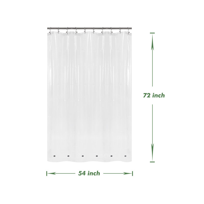 8G PEVA Solid Color Single Waterproof Shower Curtain Liner, Clear, 72"H x 54"W