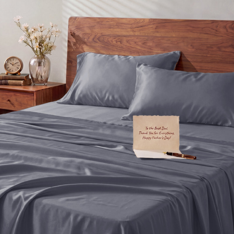 Essential Collection Cooling Rayon Derived from Bamboo Sheet Set, California King Sheet Set with 2 Pillowcases, Dark Gray