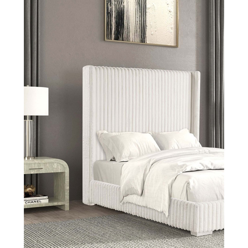 Mobilier de chambre à coucher contemporain 1pc, Complet/Double, Blanc