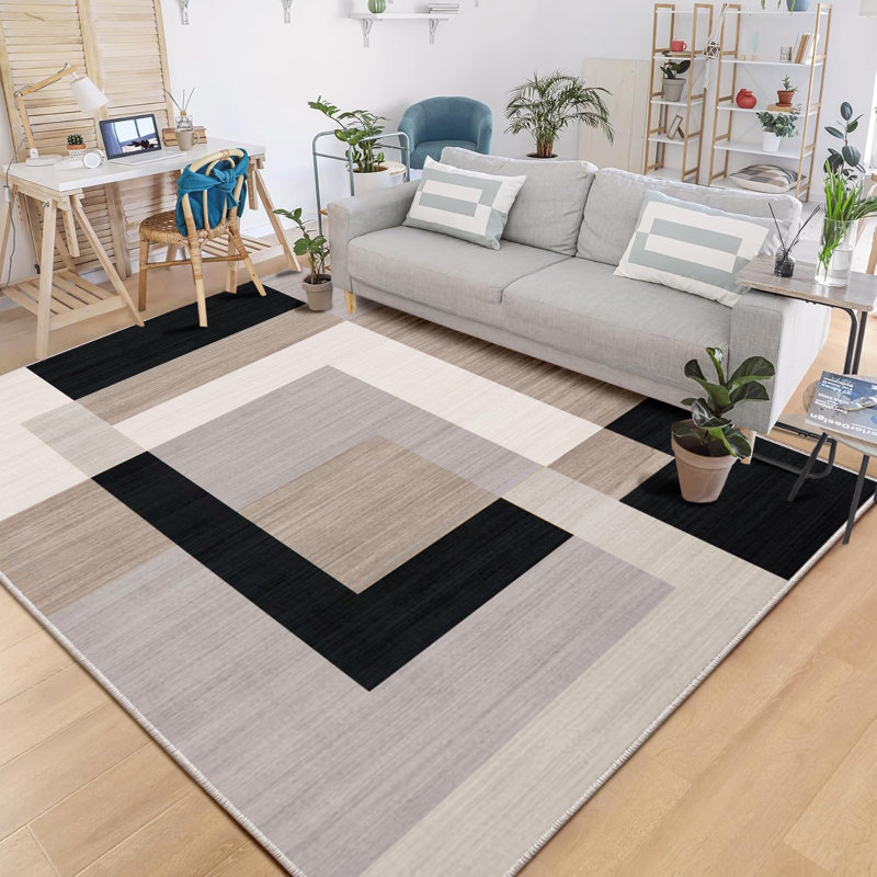 Milo Neutral Geometric Pattern Area Rug - Modern Contemporary Low-Pile Accent Rug, Rectangle 160 x 230 cm
