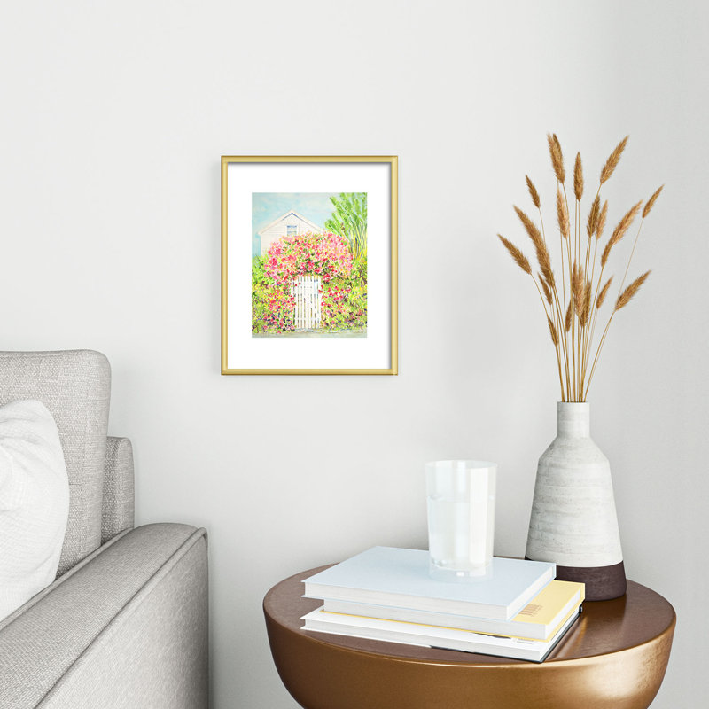 Reproduction d'art encadrée en métal Laura Trevey Palm Beach Living, Or, H 10 po x l 8 po