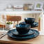 Waterside 12pc Blue Reactive Glaze Lipped Stoneware Dinner Set
