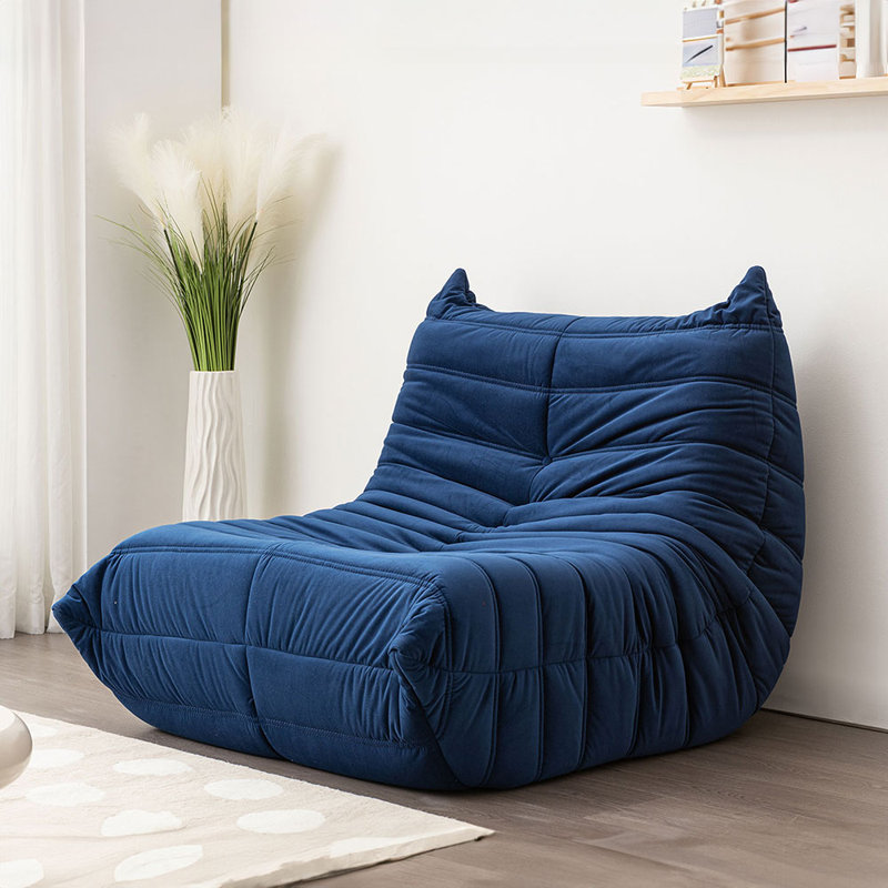 Cozy Modern Lounge Chair, Blue Microfiber / Microsuede