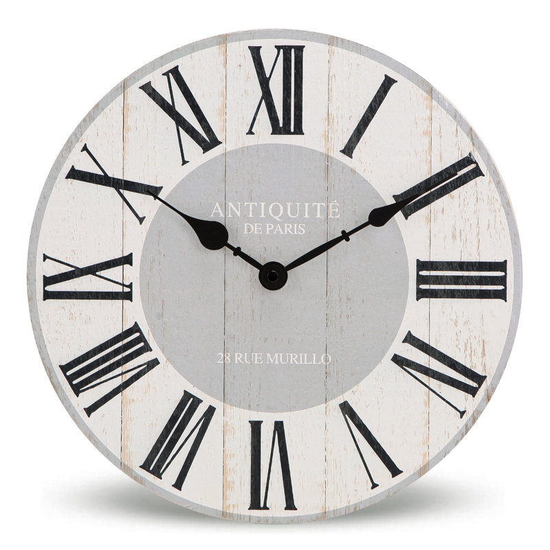 Roman Numeral Quartz Analog Shiplap Style Distressed Wood Wall Clock