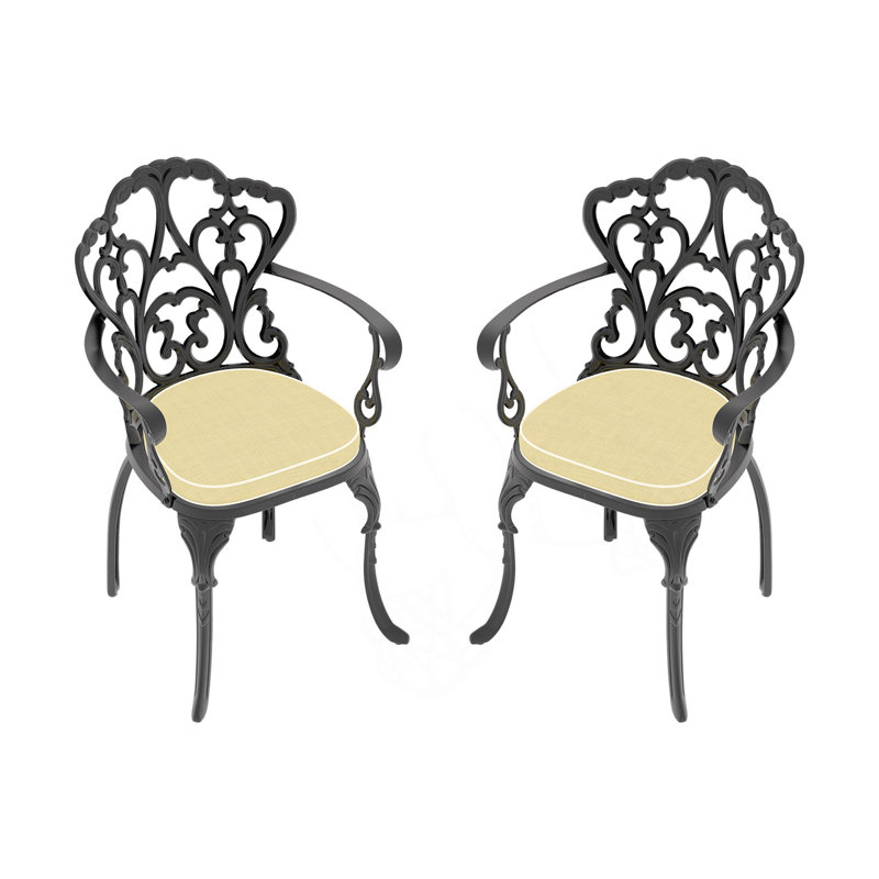 Cast Aluminum Patio Dining Chairs 2PCS With Com