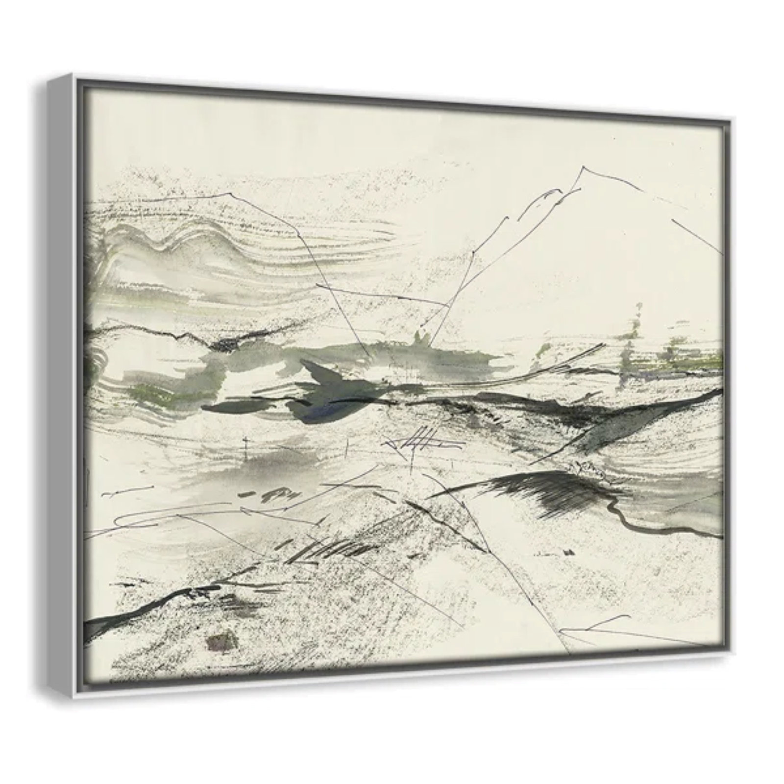 Green Sketches Print by PI Studio, 12.5" H x 15.5" W x 2" D, White Floater Framed, No Mat