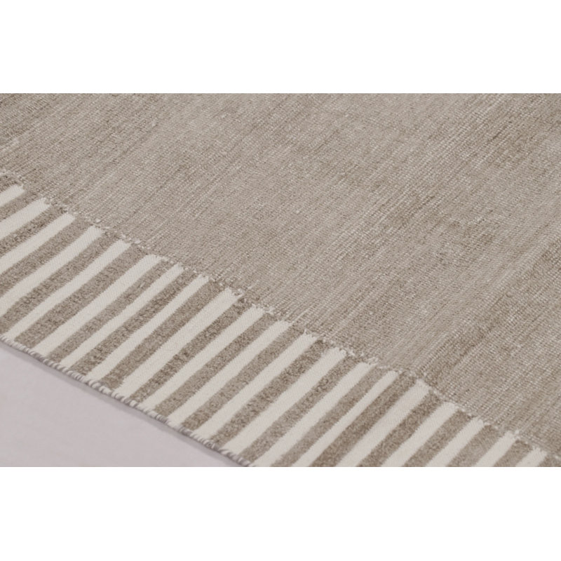 Rug & Kilim’S Indian Dhurrie Rug In Sand With Pinstripe Border